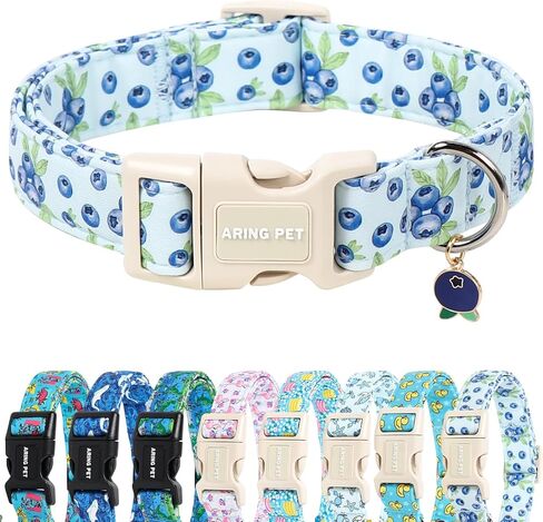 ARING PET Girl Dog Collar, Cute Spring Summer Purple Rose Floral Bow Pet Collars for Puppy Small Medium Large Female Dogs-S, for Daily Outdoor Walking Training in Saudi Arabia