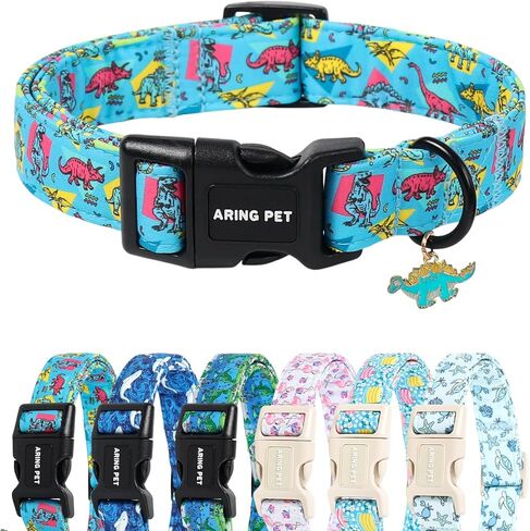 ARING PET Girl Dog Collar, Cute Spring Summer Purple Rose Floral Bow Pet Collars for Puppy Small Medium Large Female Dogs-S, for Daily Outdoor Walking Training in Saudi Arabia