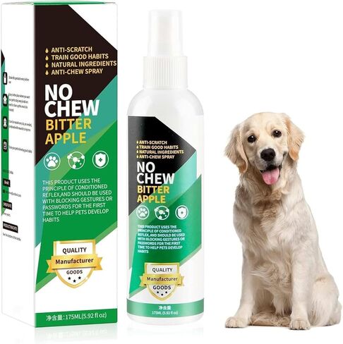 No Chew Bitter Apple Spray for Dogs & Cats, Natural Alcohol-Free Anti-Chew Spray to Stop Chewing, Licking & Biting, Furniture & Wound Safe Pet Behavior Training Spray, 5.92 fl oz in Kuwait