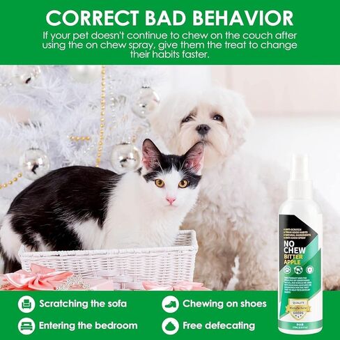 No Chew Bitter Apple Spray for Dogs & Cats, Natural Alcohol-Free Anti-Chew Spray to Stop Chewing, Licking & Biting, Furniture & Wound Safe Pet Behavior Training Spray, 5.92 fl oz in Kuwait