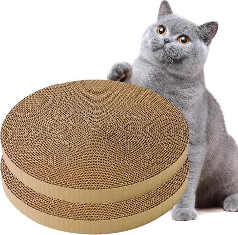 2Pcs Round Cat Scratcher Refill, 10 Inch Diameter Cardboard Cat Scratching Board Circle Replacement Pads for Indoor Cat Toy in Kuwait
