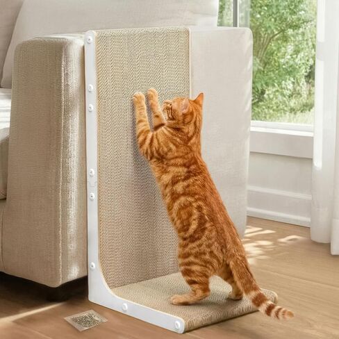 Cat Scratcher Lounge, 23 Inch L-Shaped Cat Scratch Pad, Vertical & Horizontal Scratching 1.2" Thick Cardboard with Fun DIY Stickers, Durable, Eco-Friendly in Saudi Arabia