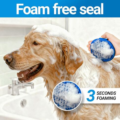 Pet Bath Brush, 2Pcs Dog Bath Brush 2 in 1 Dog Shampoo Brush with Built-in Soap Dispenser for Showering Long Short Haired Dogs Cats (Blue) in Kuwait