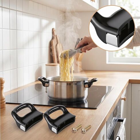 2Pcs Pot Short Side Handle Replacement, Pots Handle Sauce Pot Handles Side Cookware Pot Replacement Handles, Removable Cook Ware Pans Handles with Screw for Pressure Pan Black Type Cooker Steamer in Kuwait