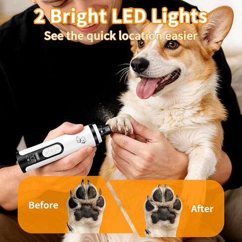 Upgraded Dog Nail Grinder Quiet 3 Adjustable Speed Cordless Silent Nail Grinder Pet Nail Trimmer with LED Light Pet Silent Painless Paw Grooming Supplies for Small/Medium/Large Dogs & Cats in Saudi Arabia