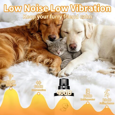 Upgraded Dog Nail Grinder Quiet 3 Adjustable Speed Cordless Silent Nail Grinder Pet Nail Trimmer with LED Light Pet Silent Painless Paw Grooming Supplies for Small/Medium/Large Dogs & Cats in Saudi Arabia