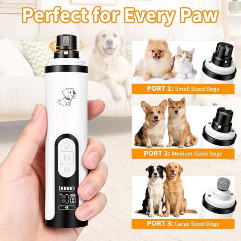 Upgraded Dog Nail Grinder Quiet 3 Adjustable Speed Cordless Silent Nail Grinder Pet Nail Trimmer with LED Light Pet Silent Painless Paw Grooming Supplies for Small/Medium/Large Dogs & Cats in Saudi Arabia