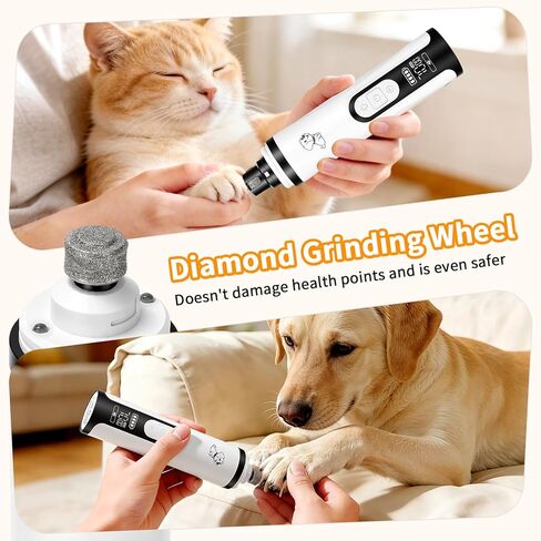 Upgraded Dog Nail Grinder Quiet 3 Adjustable Speed Cordless Silent Nail Grinder Pet Nail Trimmer with LED Light Pet Silent Painless Paw Grooming Supplies for Small/Medium/Large Dogs & Cats in Kuwait