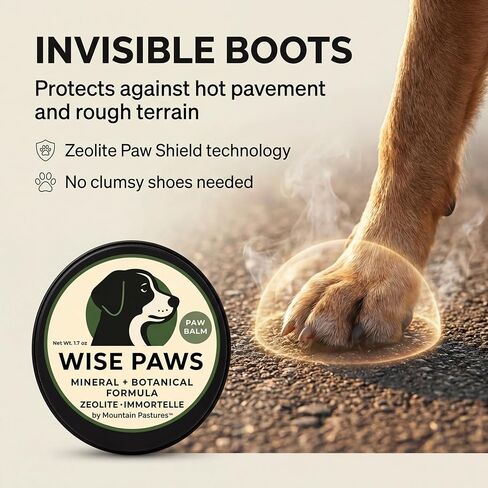 Advanced Formula Dog Paw Balm for Hot Pavement, Grass & Rough Terrain – Zeolite Powder Pawtection for Burnt, Irritated, Dry Cracked Paws – Natural Paw Care with Immortelle – Wooden Applicator – 1.7 oz in Kuwait