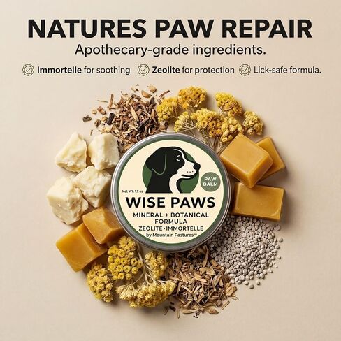 Advanced Formula Dog Paw Balm for Hot Pavement, Grass & Rough Terrain – Zeolite Powder Pawtection for Burnt, Irritated, Dry Cracked Paws – Natural Paw Care with Immortelle – Wooden Applicator – 1.7 oz in Kuwait