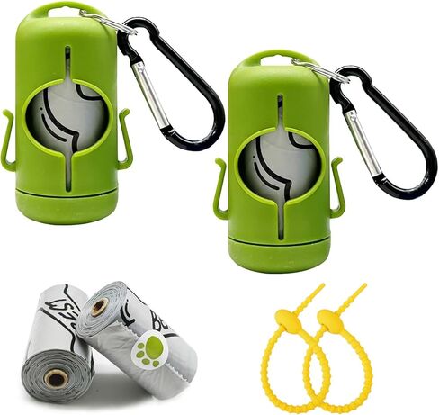 Dog Poop Bag Holder with Leash Clip, Adjustable Strap & 2-Side Hooks for Used Dog Waste Bags (Green) in Kuwait