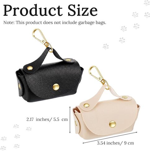 2PCS Leather Dog Poop Bag Dispenser Portable and Reusable Doggie Poop Bags Holder Waterproof Anti-Slip Clip Pet Waste Bag Holders for Walking Any Leash, Opening for Easy Dispensing in Kuwait