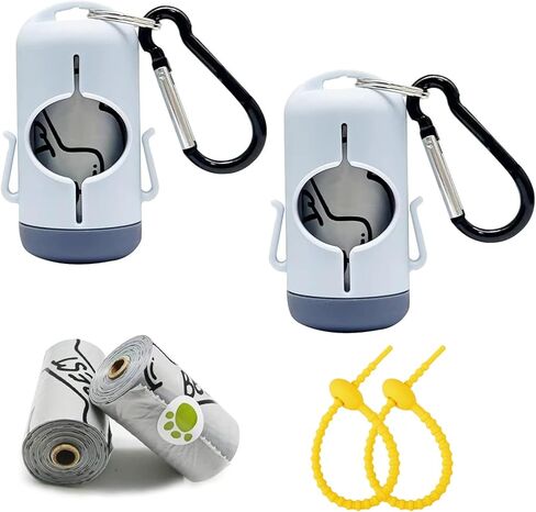 Dog Poop Bag Holder with Leash Clip, Adjustable Strap & 2-Side Hooks for Used Dog Waste Bags (Green) in Saudi Arabia