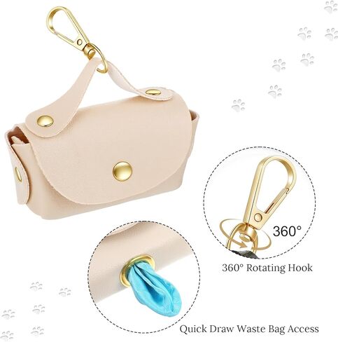 2PCS Leather Dog Poop Bag Dispenser Portable and Reusable Doggie Poop Bags Holder Waterproof Anti-Slip Clip Pet Waste Bag Holders for Walking Any Leash, Opening for Easy Dispensing in Kuwait
