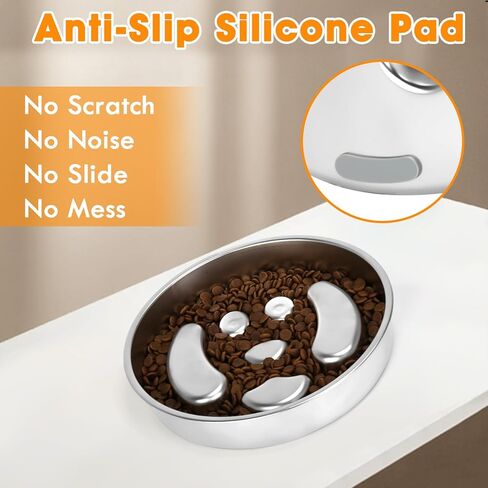 Stainless Steel Slow Feed Dog Bowl, 2 Pack Metal Slow Feeder Dog Bowls & Lick Bowl Plate, 2 Cups Double-Sided Non-Slip Small Medium Fast Eaters Puppy Puzzle Maze Slow Eating Dish for Dry Wet Raw Food in Kuwait