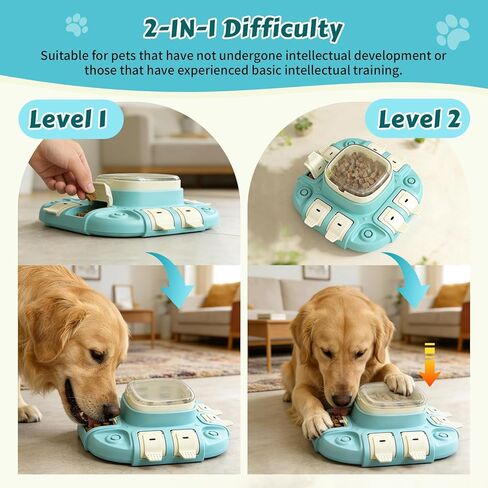 2 Levels Dog Puzzle Toy, Slow Feeder for Fast Eating Pets Interactive Dog Treat Puzzle Toys for IQ Training, Treat Dispenser for Small Medium Large Dogs, Cats in Kuwait
