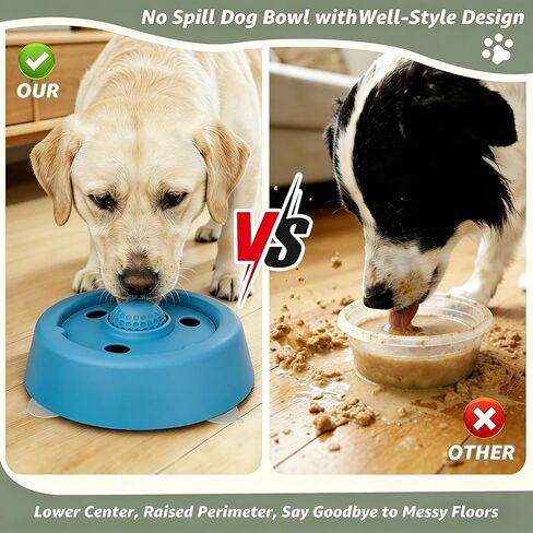 Slow Feeder Dog Bowls, Dog Lick Bowl with Rolling Ball - Lick & Roll Bowl, Dog Slow Feeder Bowl for Liquid Treats, Bone Broth & Yogurt, Non-Slip Suction Base, for Small, Medium & Large Breeds in Kuwait