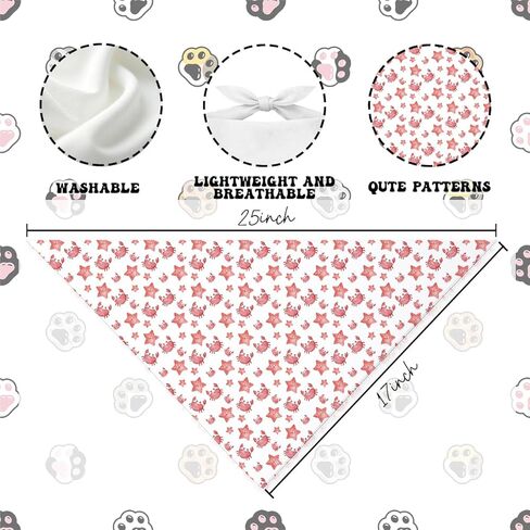 Crab Dog Bandana, Playful Coastal Cartoon Style Crab & Starfish Ocean Print Pet Triangle Scarf, Adjustable Dog Neckerchief for Small Medium Dogs in Kuwait
