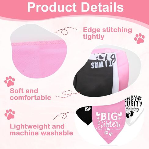 3Pcs Dog Bandana Pregnancy Announcement, Big Sister Doggy Baby Security I Thought I was The Baby in Training Printed Dog Bandanas, Adjustable Triangle Pet Scarves for Small Medium Large Dogs in Kuwait