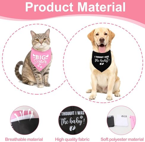 3Pcs Dog Bandana Pregnancy Announcement, Big Sister Doggy Baby Security I Thought I was The Baby in Training Printed Dog Bandanas, Adjustable Triangle Pet Scarves for Small Medium Large Dogs in Kuwait