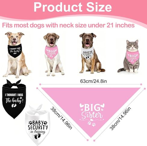 3Pcs Dog Bandana Pregnancy Announcement, Big Sister Doggy Baby Security I Thought I was The Baby in Training Printed Dog Bandanas, Adjustable Triangle Pet Scarves for Small Medium Large Dogs in Kuwait