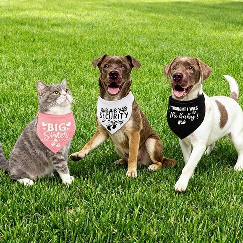 3Pcs Dog Bandana Pregnancy Announcement, Big Sister Doggy Baby Security I Thought I was The Baby in Training Printed Dog Bandanas, Adjustable Triangle Pet Scarves for Small Medium Large Dogs in Kuwait