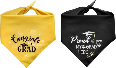 2 Pack Cozy Graduation Dog Bandanas Triangle Double-Layer with Double-Sided Print Dog Scarf Washable Pet Bandana for Small Medium Large Dogs Bandana for Dogs Graduation Outfit Decor Supplies in Kuwait