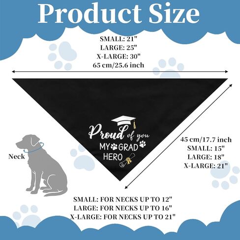 2 Pack Cozy Graduation Dog Bandanas Triangle Double-Layer with Double-Sided Print Dog Scarf Washable Pet Bandana for Small Medium Large Dogs Bandana for Dogs Graduation Outfit Decor Supplies in Kuwait