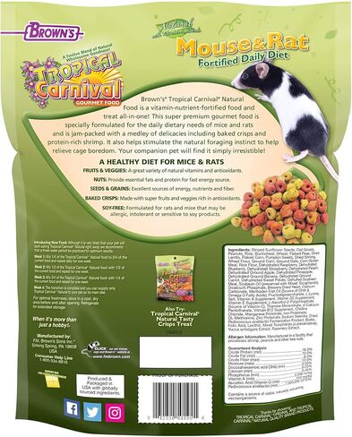 F.M. Brown's Tropical Carnival, Natural Pet Mouse and Rat Food, Vitamin-Nutrient Fortified Daily Diet, Soy-Free High Protein Blend with Shrimp, NO Artificial Colors or Flavors, 2 lb in Kuwait
