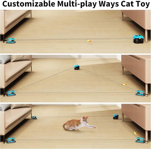 Cat Toys for Indoor Cats, Interactive Cat Toy Chasing Running Lure Course for Cat Kitten Play Chase Hunt Instinct Exercise, Auto Smart DIY Multi-track Cat Feather Toy with Mouse Sound(Cyan-blue) in Kuwait