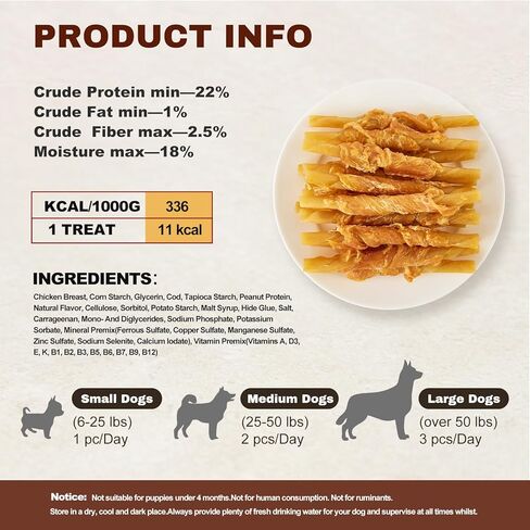 PETPHABET Chicken Wrapped Cod Sticks Dog Treats - 5 Inch Healthy Jerky Rawhide Free Dog Chews, Soft Puppy Training Snacks for Small, Medium, Large Dogs, Rich in Omega-3, High Protein & Low Fat, 14oz in Kuwait
