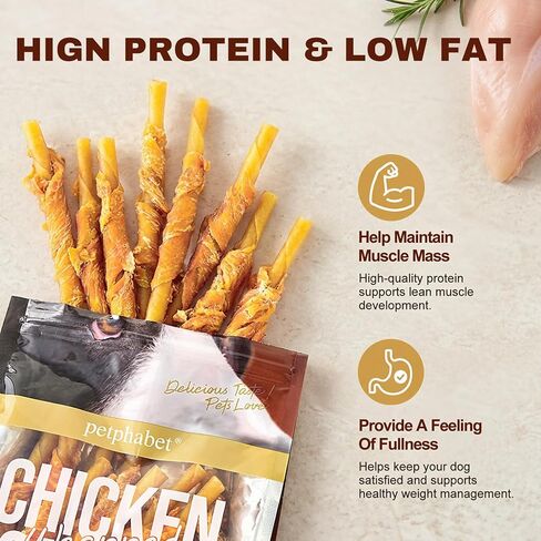 PETPHABET Chicken Wrapped Cod Sticks Dog Treats - 5 Inch Healthy Jerky Rawhide Free Dog Chews, Soft Puppy Training Snacks for Small, Medium, Large Dogs, Rich in Omega-3, High Protein & Low Fat, 14oz in Kuwait