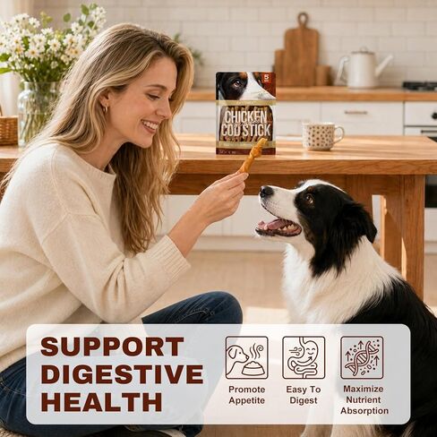 PETPHABET Chicken Wrapped Cod Sticks Dog Treats - 5 Inch Healthy Jerky Rawhide Free Dog Chews, Soft Puppy Training Snacks for Small, Medium, Large Dogs, Rich in Omega-3, High Protein & Low Fat, 14oz in Kuwait