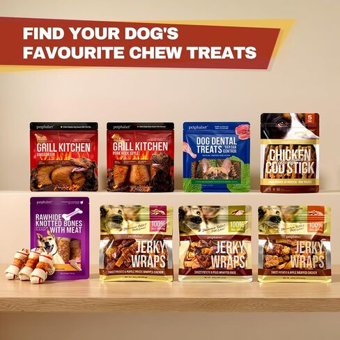 PETPHABET Chicken Wrapped Cod Sticks Dog Treats - 5 Inch Healthy Jerky Rawhide Free Dog Chews, Soft Puppy Training Snacks for Small, Medium, Large Dogs, Rich in Omega-3, High Protein & Low Fat, 14oz in Kuwait
