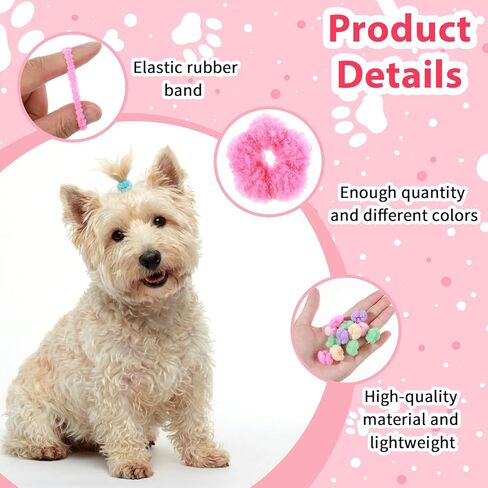 Xinjoduz 200PCS 0.8inch Dog Hair Ties Scrunchies Small Candy Color Hair Rings Bands Cute Comfortable Mini Elastic Puppy Accessories for Cats Yorkshire Doggy Maltese Dogs Pet Grooming, No Damage Hairs in Kuwait