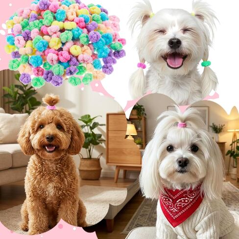 Xinjoduz 200PCS 0.8inch Dog Hair Ties Scrunchies Small Candy Color Hair Rings Bands Cute Comfortable Mini Elastic Puppy Accessories for Cats Yorkshire Doggy Maltese Dogs Pet Grooming, No Damage Hairs in Kuwait