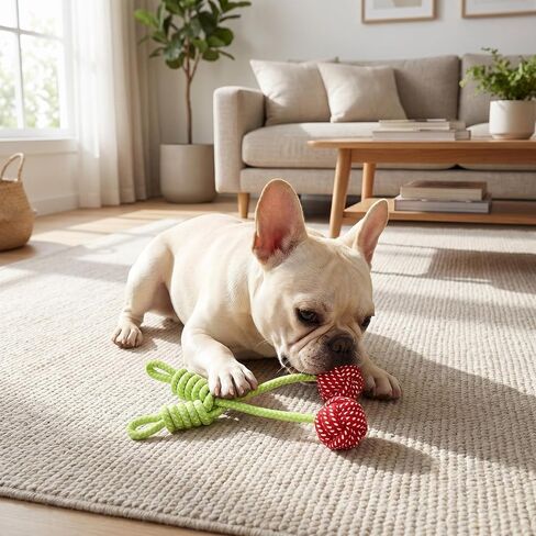 Cherry Shaped Dog Rope Toy Colorful Braided Rope Tug of War Dog Toy for Large Dogs Aggressive Chewers Interactive Big Dog Chew Toys in Kuwait