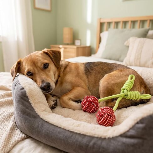Cherry Shaped Dog Rope Toy Colorful Braided Rope Tug of War Dog Toy for Large Dogs Aggressive Chewers Interactive Big Dog Chew Toys in Kuwait