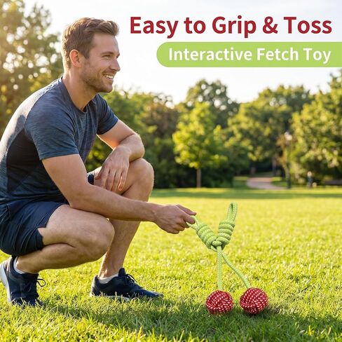 Cherry Shaped Dog Rope Toy Colorful Braided Rope Tug of War Dog Toy for Large Dogs Aggressive Chewers Interactive Big Dog Chew Toys in Kuwait