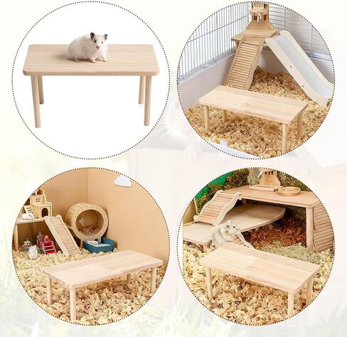 Wooden Hamster Platform, Hamster Play Wooden Platform Wood Stand Hamsters Cage Accessory for Hamsters Other Small Pets in Kuwait