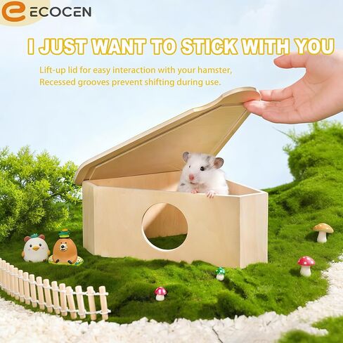 2 Pcs Syrian Hamster Hideout，Wooden Hamster Maze,Tunnel Multi Chamber Hamster Hideout Secret Peep Shed and Exploring Toys,Hamster Cage Decor(Fits 24.4''L Acrylic Hamster Cage) in Kuwait