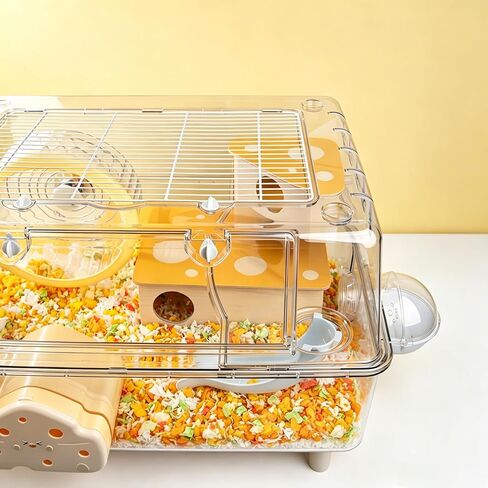 2 Pcs Syrian Hamster Hideout，Wooden Hamster Maze,Tunnel Multi Chamber Hamster Hideout Secret Peep Shed and Exploring Toys,Hamster Cage Decor(Fits 24.4''L Acrylic Hamster Cage) in Kuwait