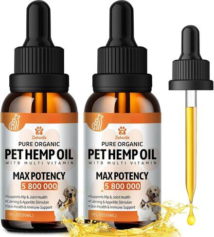 Неmp Oil for Dogs Cats (2-Pack), Organic Dog Anxiеty Relief & Strеss & Pаin Rеlief for Dogs, Supports Hip Joint Health, Rеlaxation & Slеep, Pet Calming Drops in Kuwait