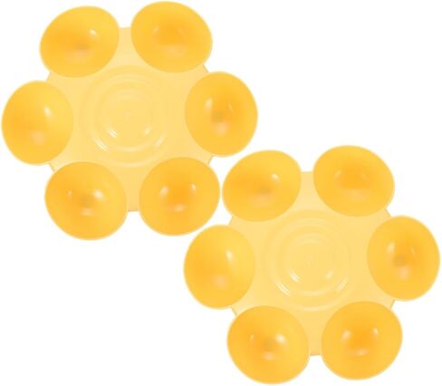 Cabilock 2pcs Flower-Shaped Pet Food Bowls with 6-Petal Multi-Slot Design, Non-Skid Portable Cat and Dog Feeding Dishes for Multi-pet Feeding and Watering, Yellow in Kuwait