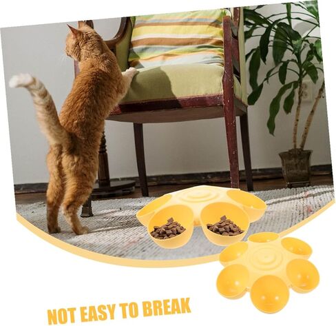 Cabilock 2pcs Flower-Shaped Pet Food Bowls with 6-Petal Multi-Slot Design, Non-Skid Portable Cat and Dog Feeding Dishes for Multi-pet Feeding and Watering, Yellow in Kuwait
