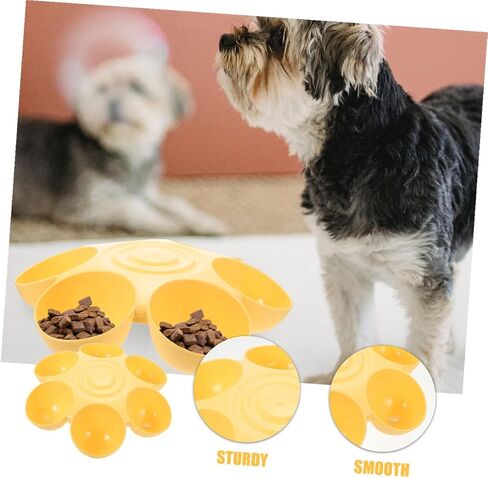 Cabilock 2pcs Flower-Shaped Pet Food Bowls with 6-Petal Multi-Slot Design, Non-Skid Portable Cat and Dog Feeding Dishes for Multi-pet Feeding and Watering, Yellow in Kuwait