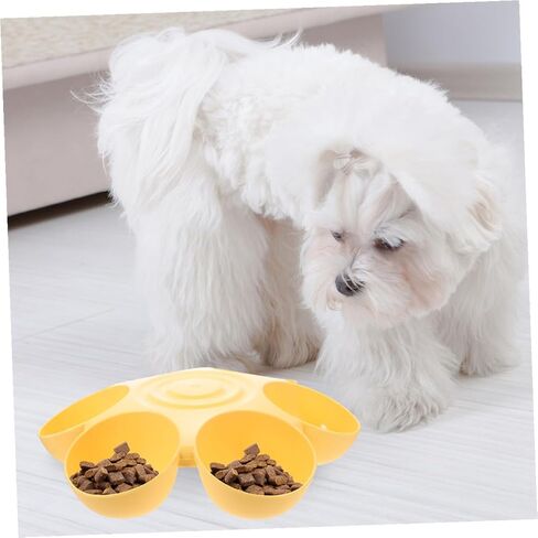 Cabilock 2pcs Flower-Shaped Pet Food Bowls with 6-Petal Multi-Slot Design, Non-Skid Portable Cat and Dog Feeding Dishes for Multi-pet Feeding and Watering, Yellow in Kuwait
