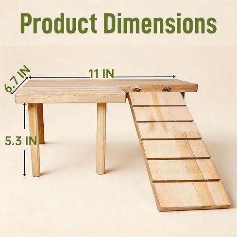 Wooden Hamster Platform with Climbing Ramp, Natural Wood Hamster Cage Platform, Hideout Play Area for Hamsters Mice, Eco-Friendly Hamster Accessories in Saudi Arabia