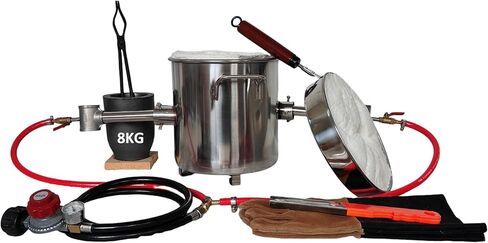 LSMIITTH 8 KG Gas Metal Melting Furnace kit 2642°F / 1450°C Propane Furnace Dual Burner (Each 100,000 BTU) Foundry Home Kiln Smelting Casting Tools Refining Recycle Gold Silver Copper Aluminium in Saudi Arabia