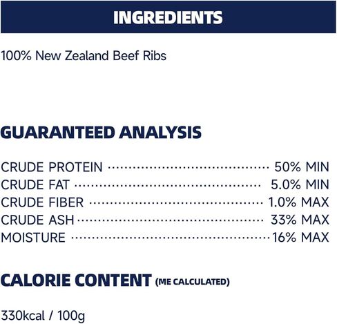 Beef Ribs Dog Treats, 100% New Zealand Veal Ribs, High Protein Whole Bone & Meat Structure, Natural Long-Lasting Real Meat Treats, 6.35oz in Kuwait